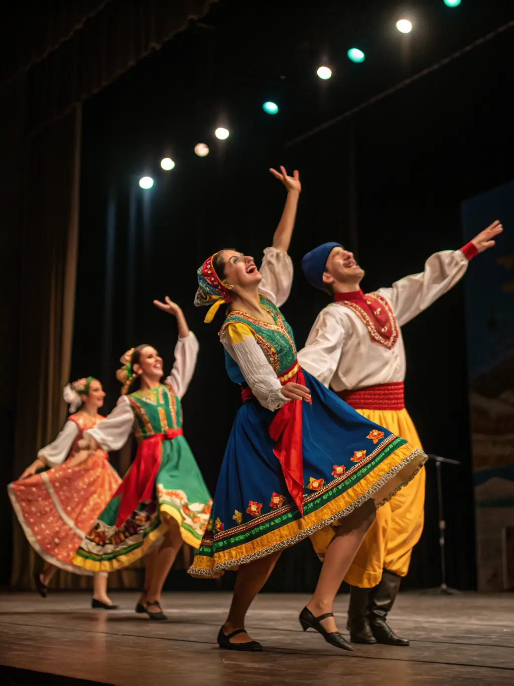 A dynamic image of performers during a cultural mediation festival, highlighting the interactive and engaging nature of GOD'ART CREATION's cultural events.